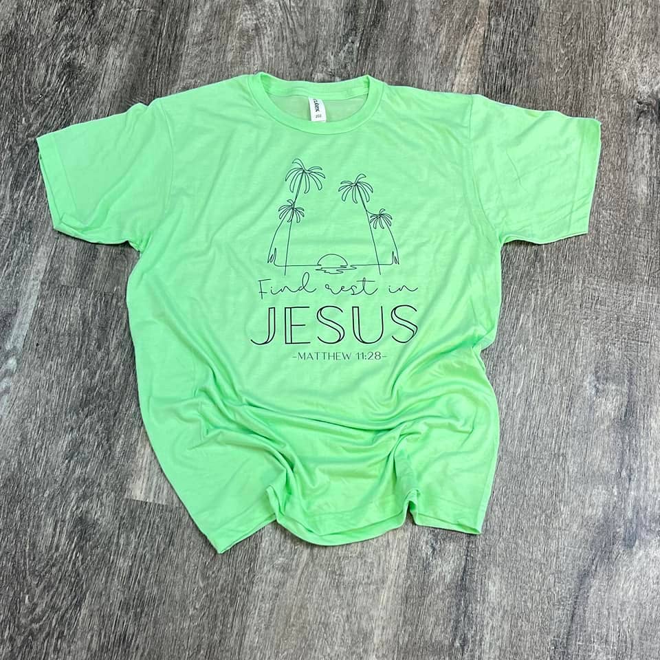 Find Rest in Jesus On Mint Green - Adult & Kids T-Shirts, Sweatshirts & Hoodies apparel design preview 1