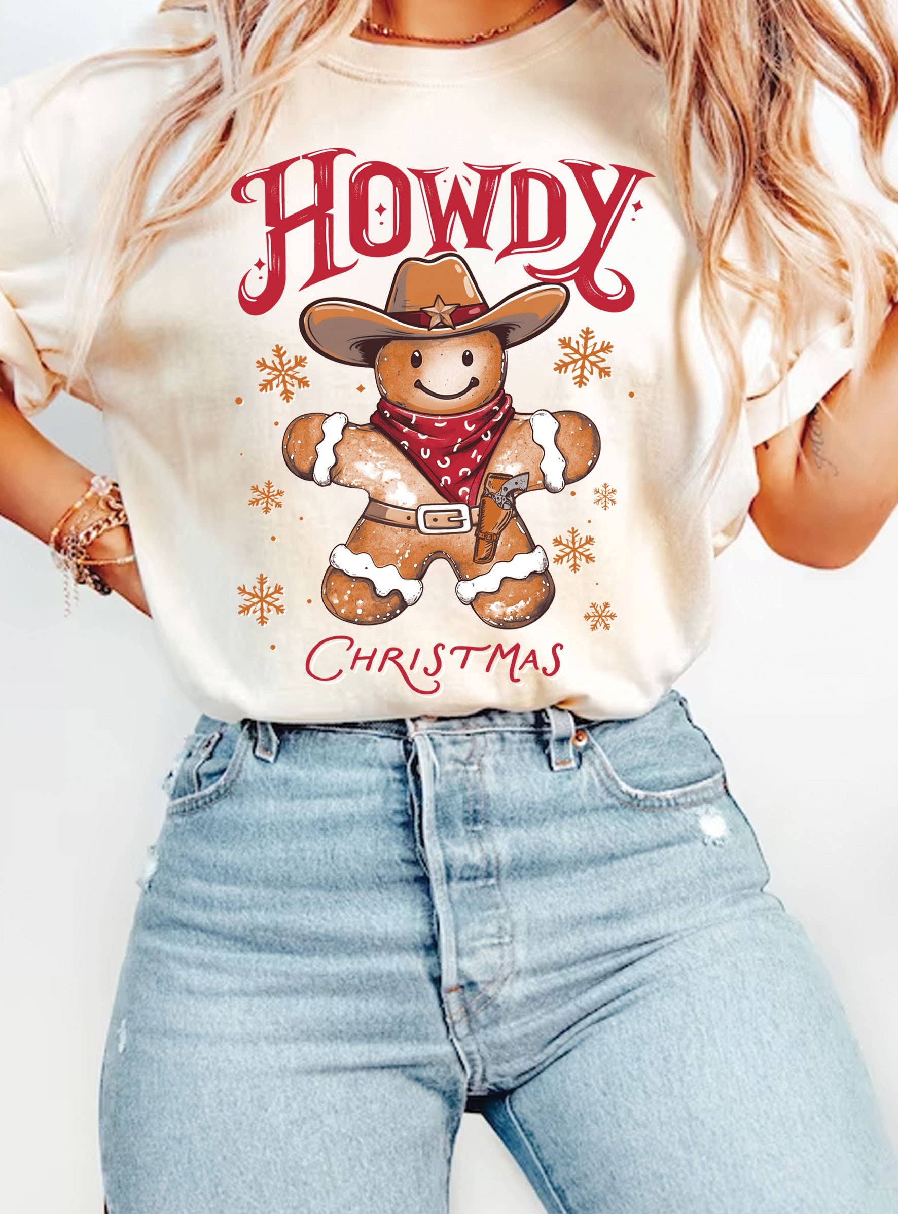 Howdy Christmas Gingerbread Cowboy Graphic - Adult & Kids T-Shirts, Sweatshirts & Hoodies apparel design preview 1