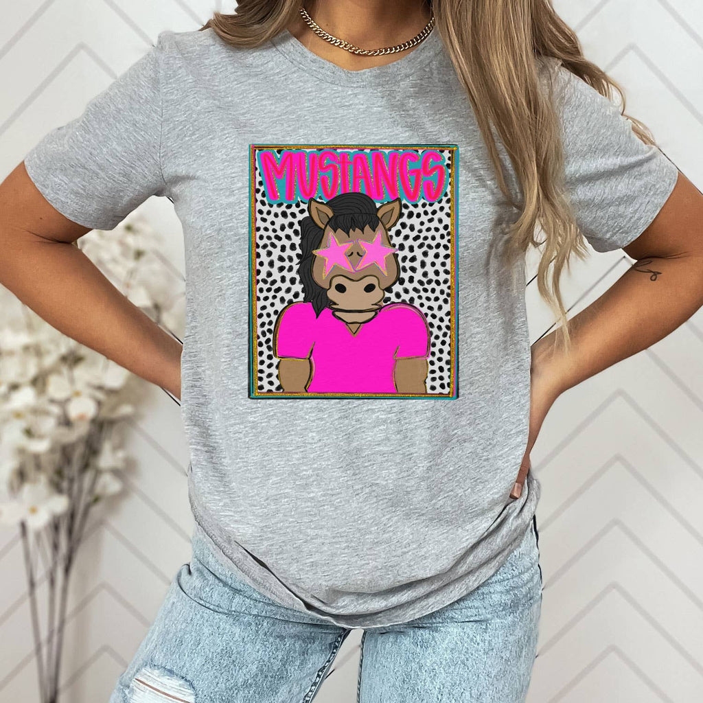 Mustangs Colorful Mascot - Adult & Kids T-Shirts, Sweatshirts & Hoodies apparel design preview 1