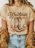 Western Club Flower Boots Graphic - Adult & Kids T-Shirts, Sweatshirts & Hoodies apparel design preview 1