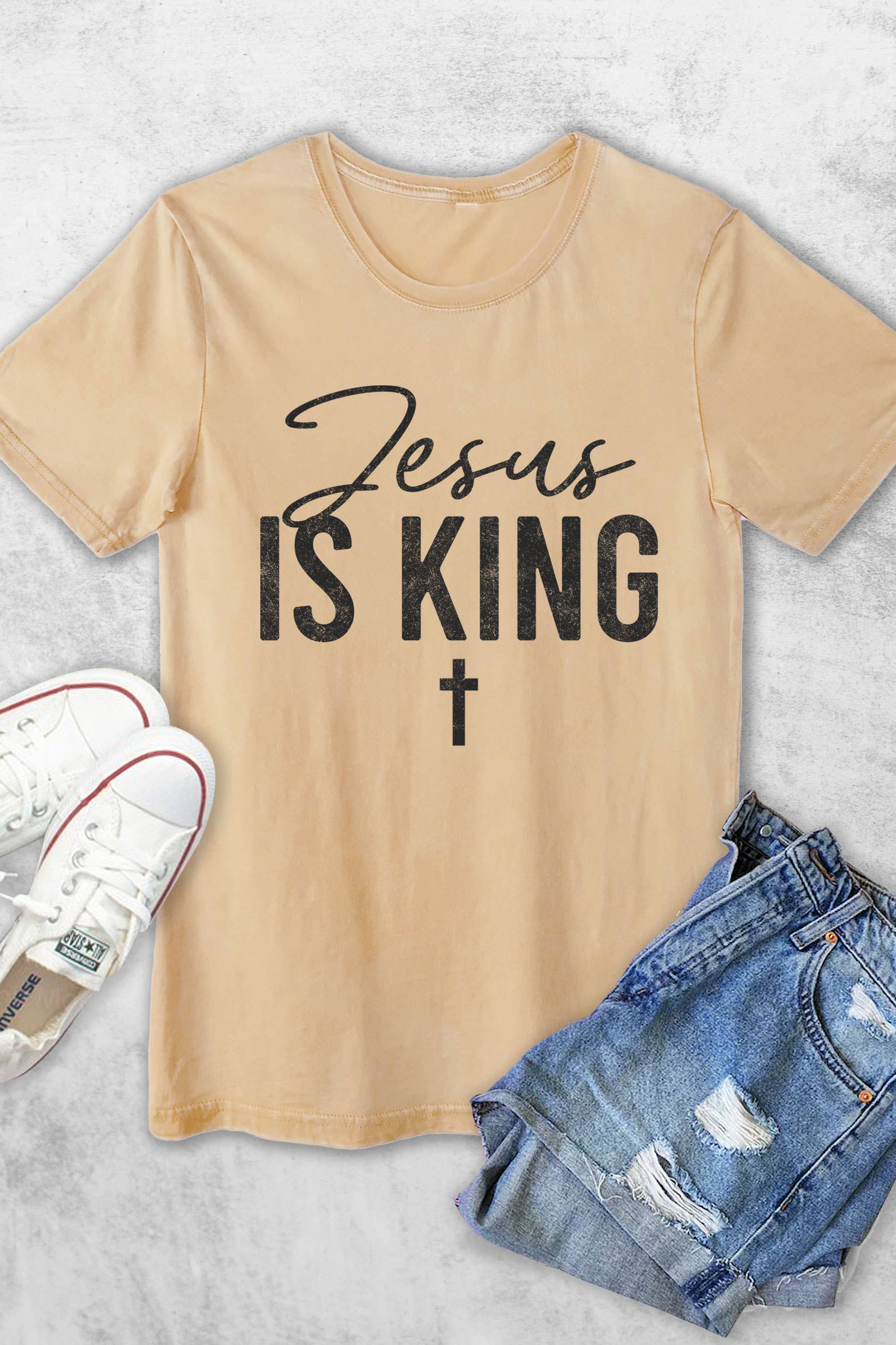 Jesus Is King Cross Women's Vintage - Adult & Kids T-Shirts, Sweatshirts & Hoodies apparel design preview 1