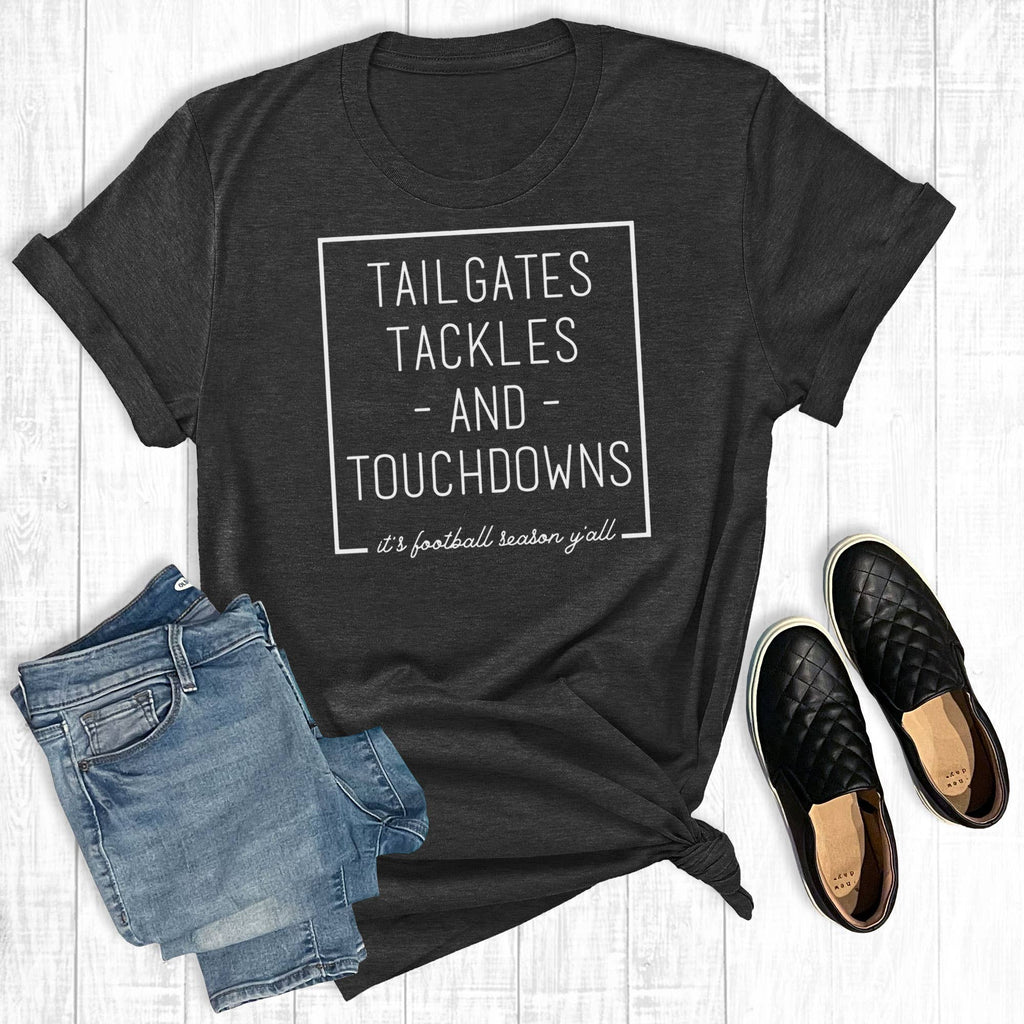 Tailgates and Touchdowns Football Charcoal - Adult & Kids T-Shirts, Sweatshirts & Hoodies apparel design preview 1