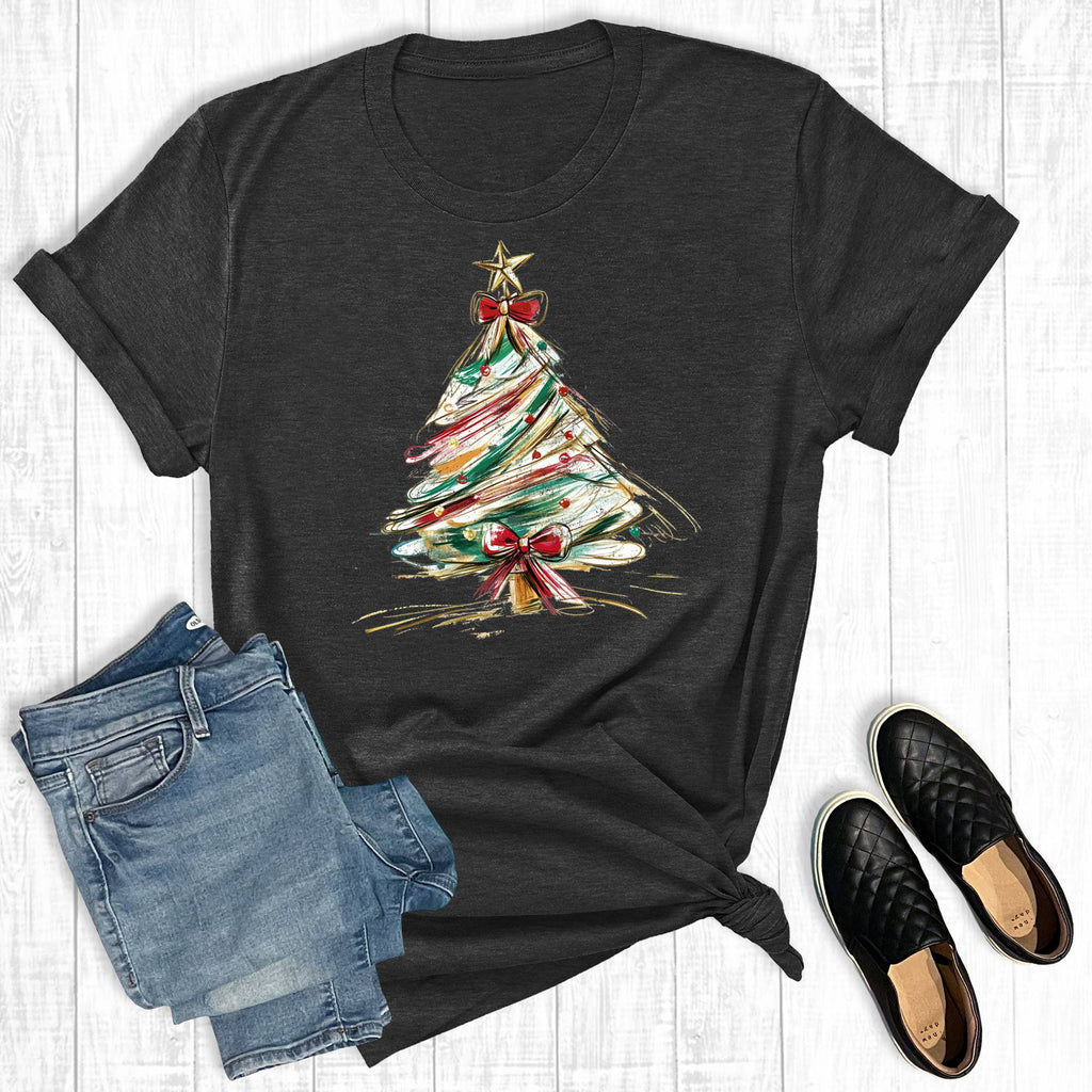 Retro Glittery Christmas Tree Graphic - Adult & Kids T-Shirts, Sweatshirts & Hoodies apparel design preview 1