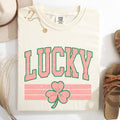 Vintage Lucky, Collegiate, St Patrick's Day, Shamrock - Adult & Kids T-Shirts, Sweatshirts & Hoodies apparel design preview 1