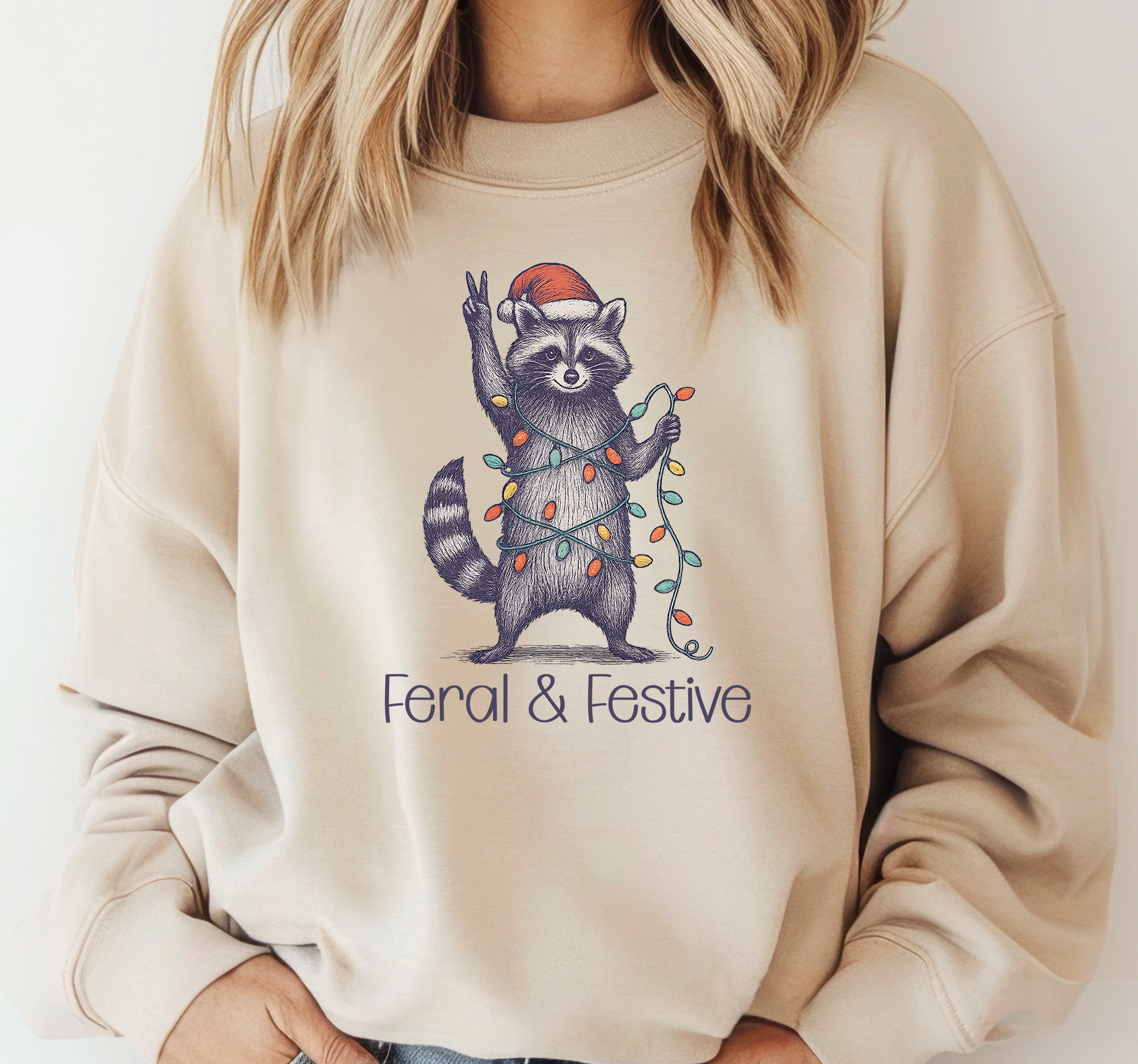 Feral Festive Christmas Crewneck - Adult & Kids T-Shirts, Sweatshirts & Hoodies apparel design preview 1