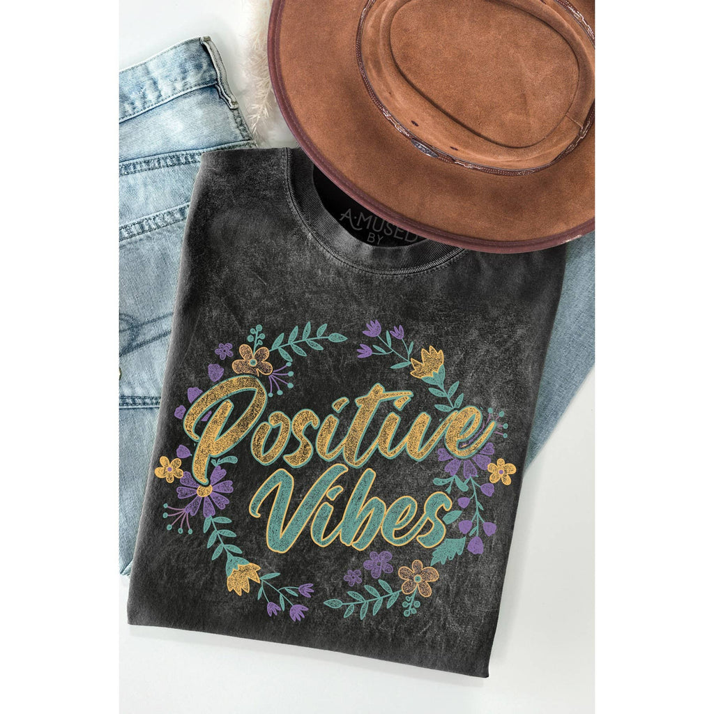 Positive Vibes Mineral Wash - Adult & Kids T-Shirts, Sweatshirts & Hoodies apparel design preview 1
