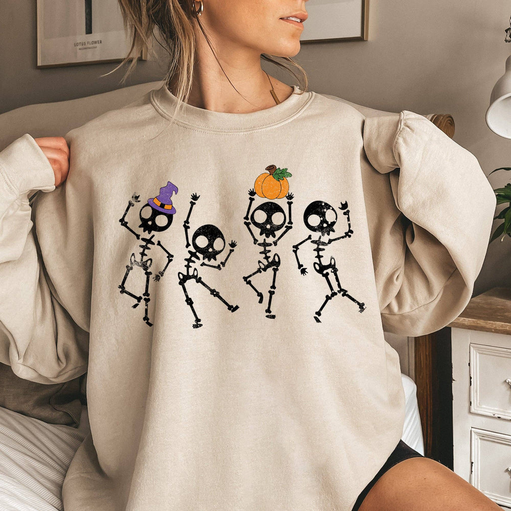 Pumpkin Dancing Skeletons Halloween - Adult & Kids T-Shirts, Sweatshirts & Hoodies apparel design preview 1