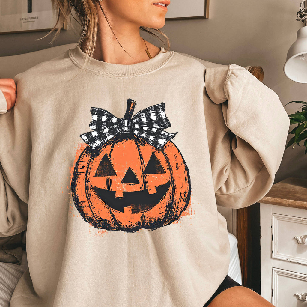 Gingham Pumpkin Halloween 2025 Graphic - Adult & Kids T-Shirts, Sweatshirts & Hoodies apparel design preview 1