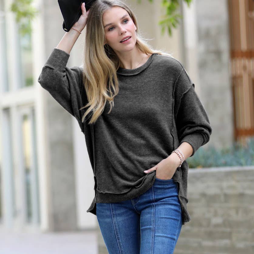 Brushed Hacci Exposed Seam Sweater - Adult & Kids T-Shirts, Sweatshirts & Hoodies apparel design preview 1