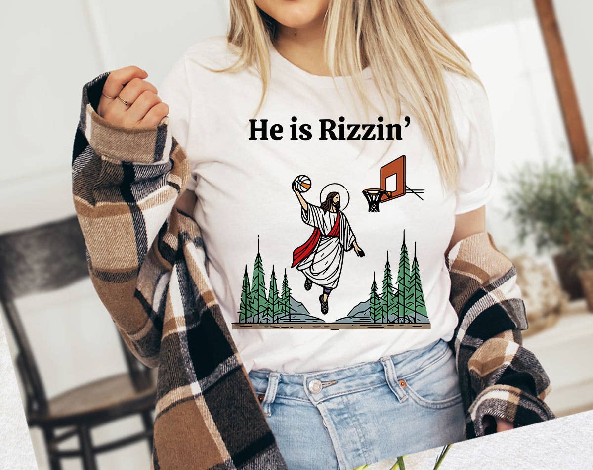 He Is Rizzen' Funny Jesus Easter - Adult & Kids T-Shirts, Sweatshirts & Hoodies apparel design preview 1