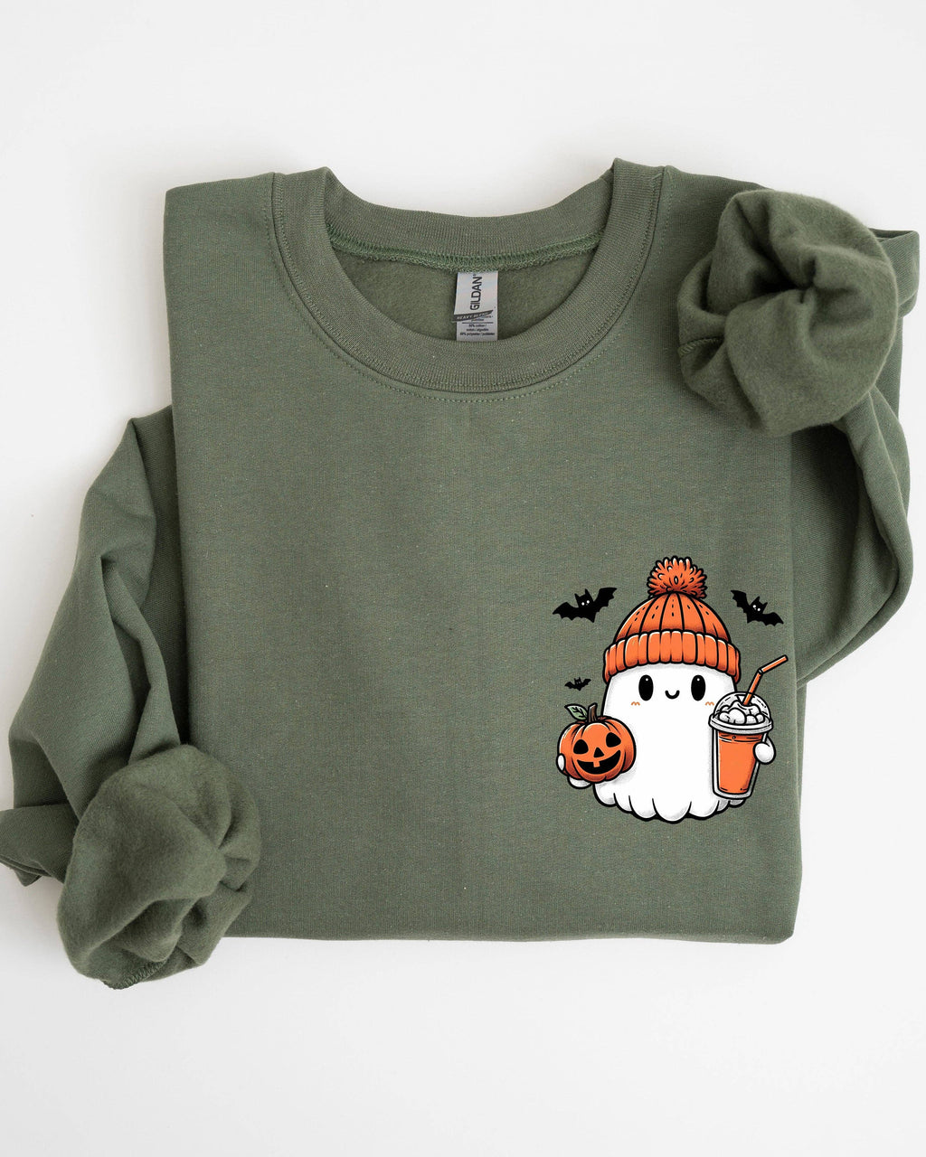 Cute Orange Ghost Pocket Print Halloween Coffee - Adult & Kids T-Shirts, Sweatshirts & Hoodies apparel design preview 1