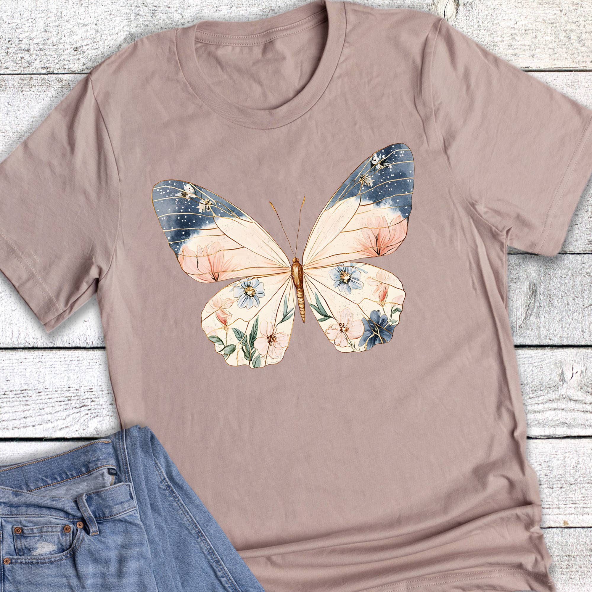 Spring Floral Butterfly Graphic - Adult & Kids T-Shirts, Sweatshirts & Hoodies apparel design preview 1