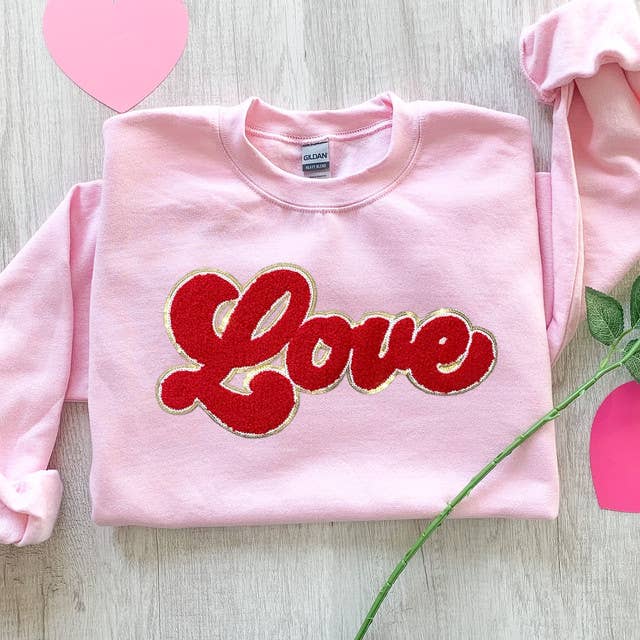 Red Love Chenille Patch Crewneck - Adult & Kids T-Shirts, Sweatshirts & Hoodies apparel design preview 1