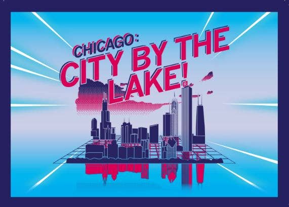 Chicago: City By the Lake Postcard - Adult & Kids T-Shirts, Sweatshirts & Hoodies apparel design preview 1