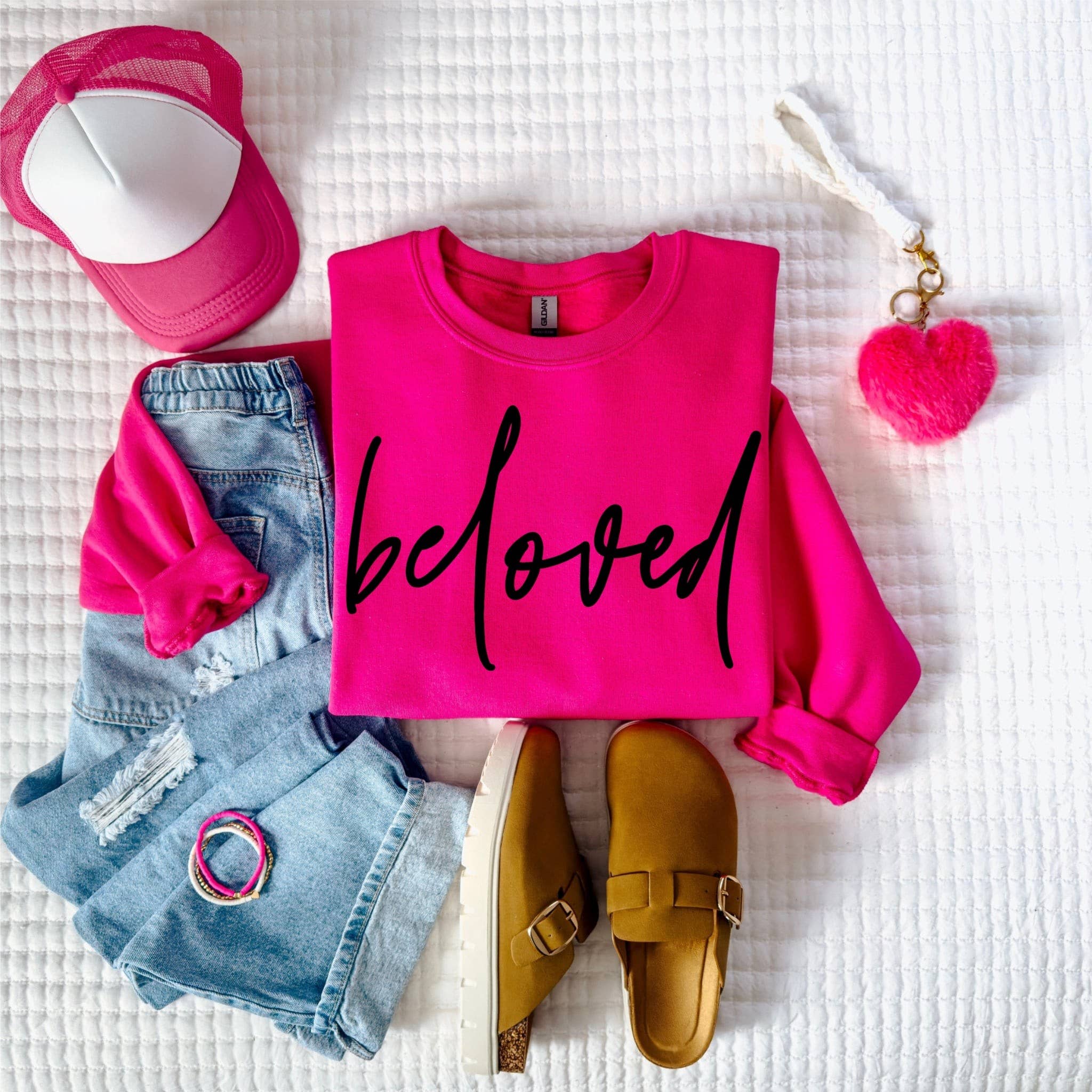 Beloved Pink Cozy Fall Faith Based Graphic - Adult & Kids T-Shirts, Sweatshirts & Hoodies apparel design preview 1