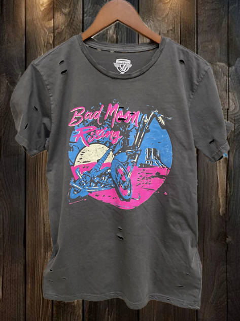 Bad Moon Rising Chopper 1980's Distressed - Adult & Kids T-Shirts, Sweatshirts & Hoodies apparel design preview 1