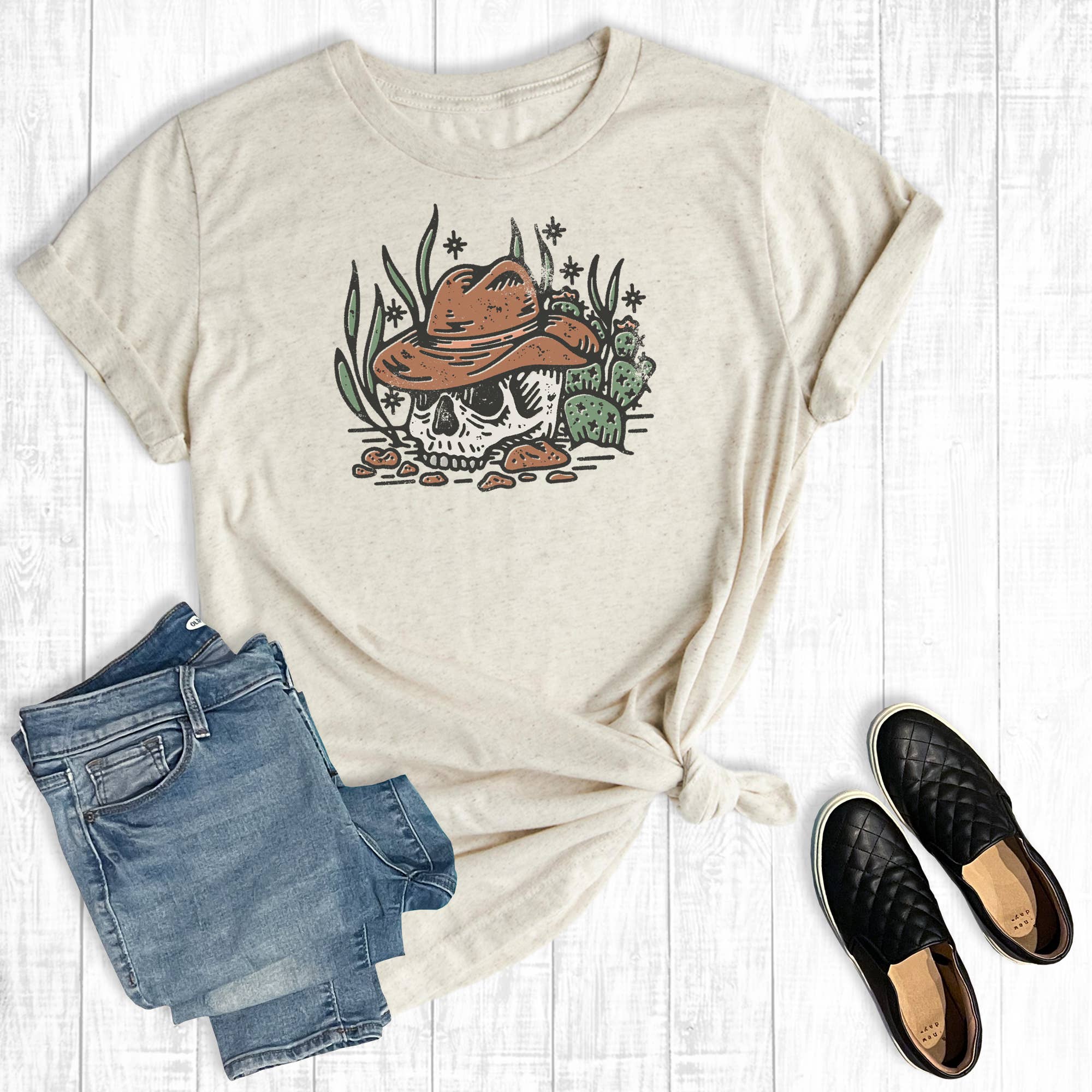Western Boho Cowboy Skull Graphic - Adult & Kids T-Shirts, Sweatshirts & Hoodies apparel design preview 1