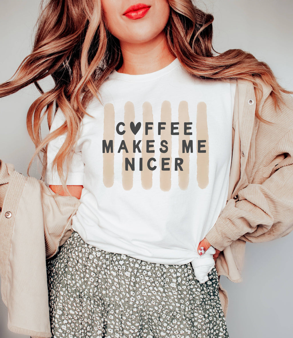 Coffee Makes Me Nicer Graphic Summer - Adult & Kids T-Shirts, Sweatshirts & Hoodies apparel design preview 1