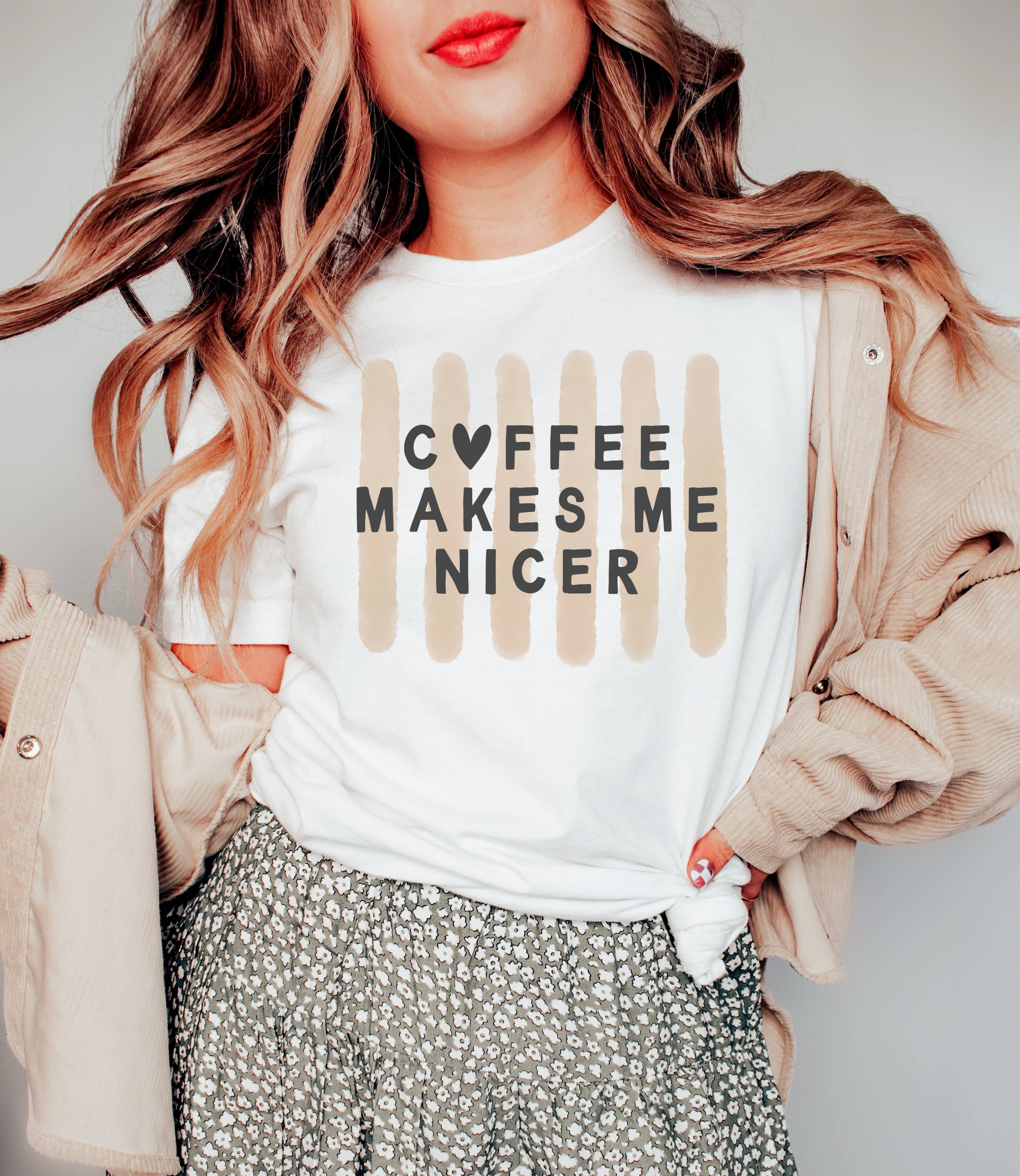 Coffee Makes Me Nicer Graphic Summer - Adult & Kids T-Shirts, Sweatshirts & Hoodies apparel design preview 1