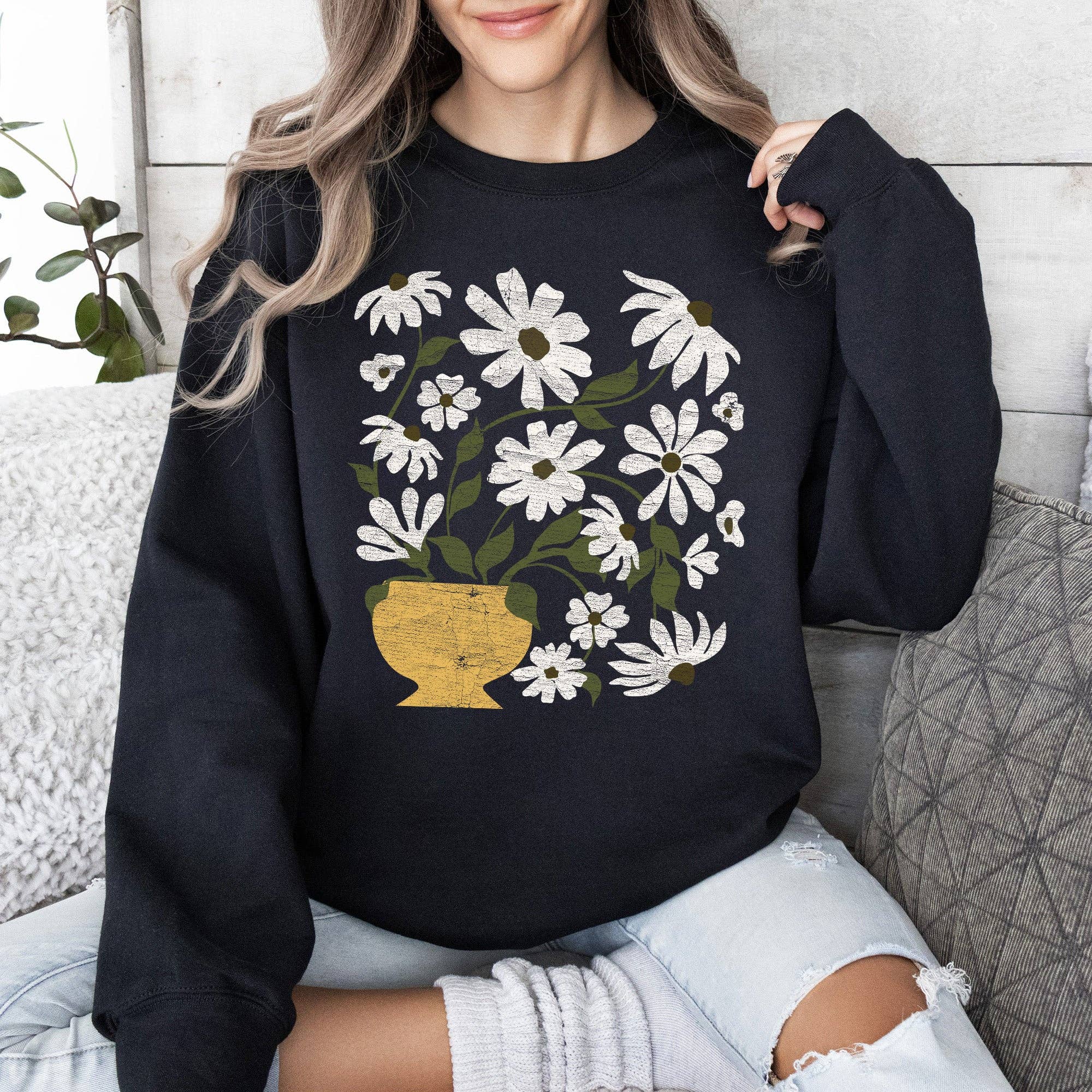 Daisies, Retro Floral Design - Adult & Kids T-Shirts, Sweatshirts & Hoodies apparel design preview 1