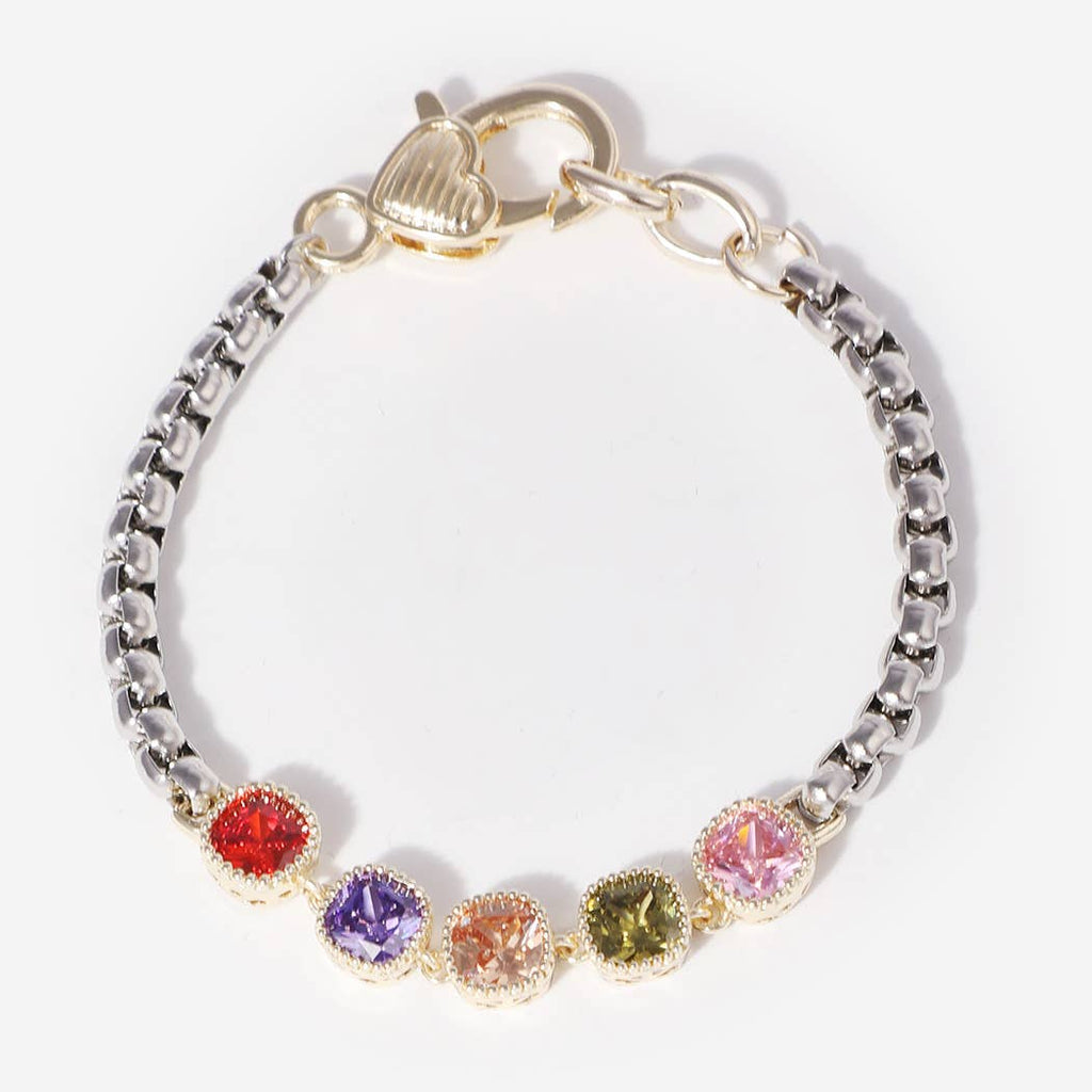 Multicolor Cz Box Chain Heart Closure Bracelet - Adult & Kids T-Shirts, Sweatshirts & Hoodies apparel design preview 1