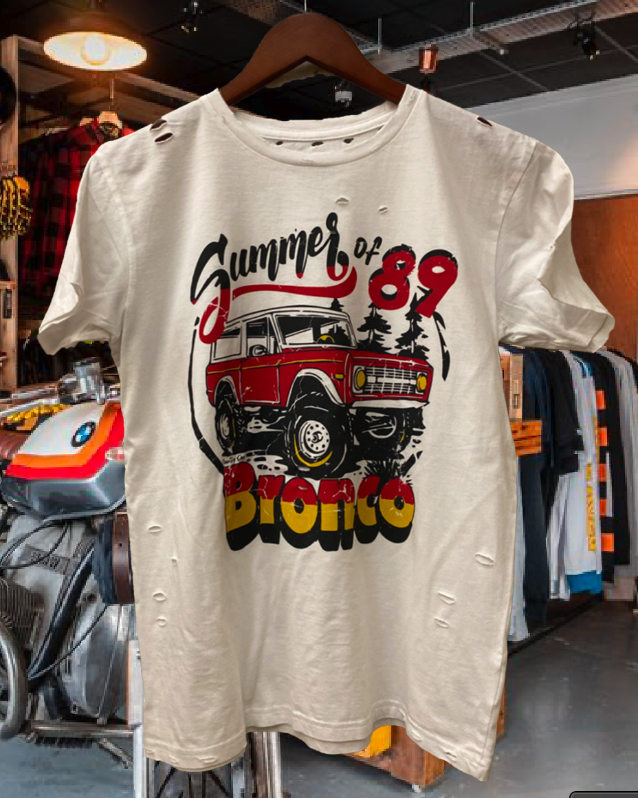 Bronco Summer of 89 Distressed Vintage - Adult & Kids T-Shirts, Sweatshirts & Hoodies apparel design preview 1