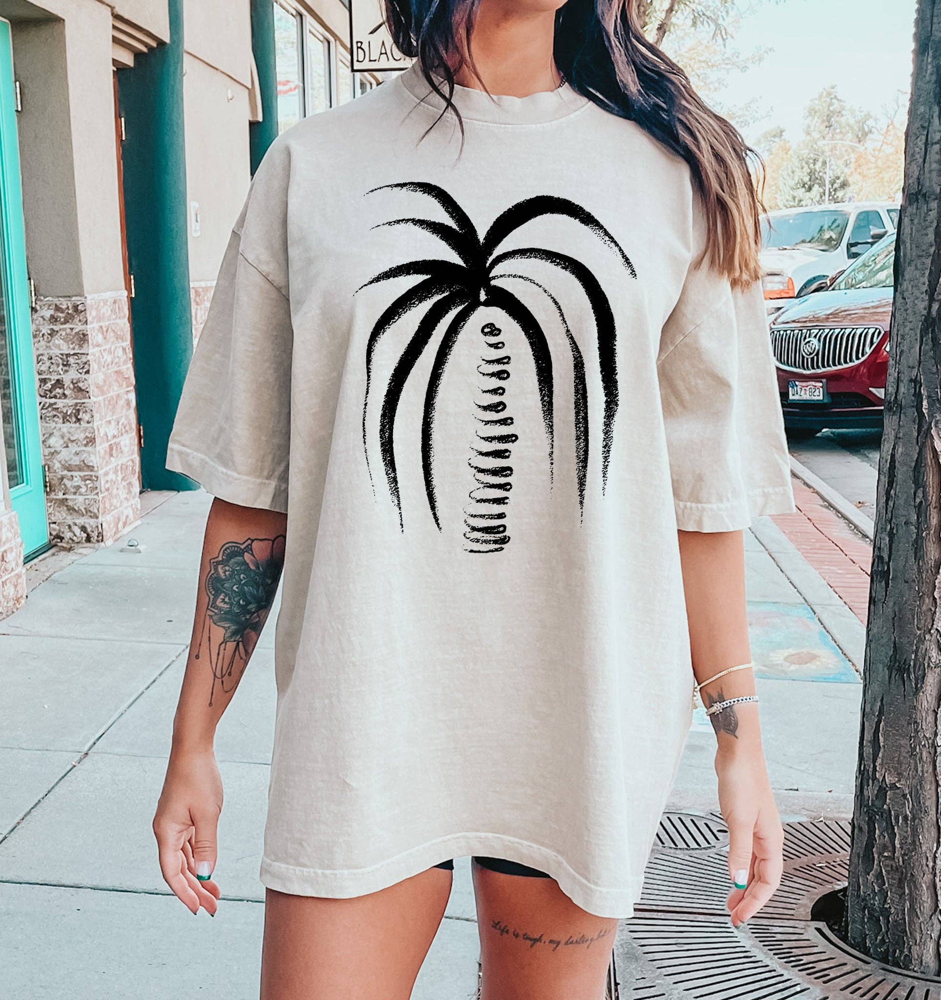 Palm Tree Silhouette Art Vintage Bk - Adult & Kids T-Shirts, Sweatshirts & Hoodies apparel design preview 1