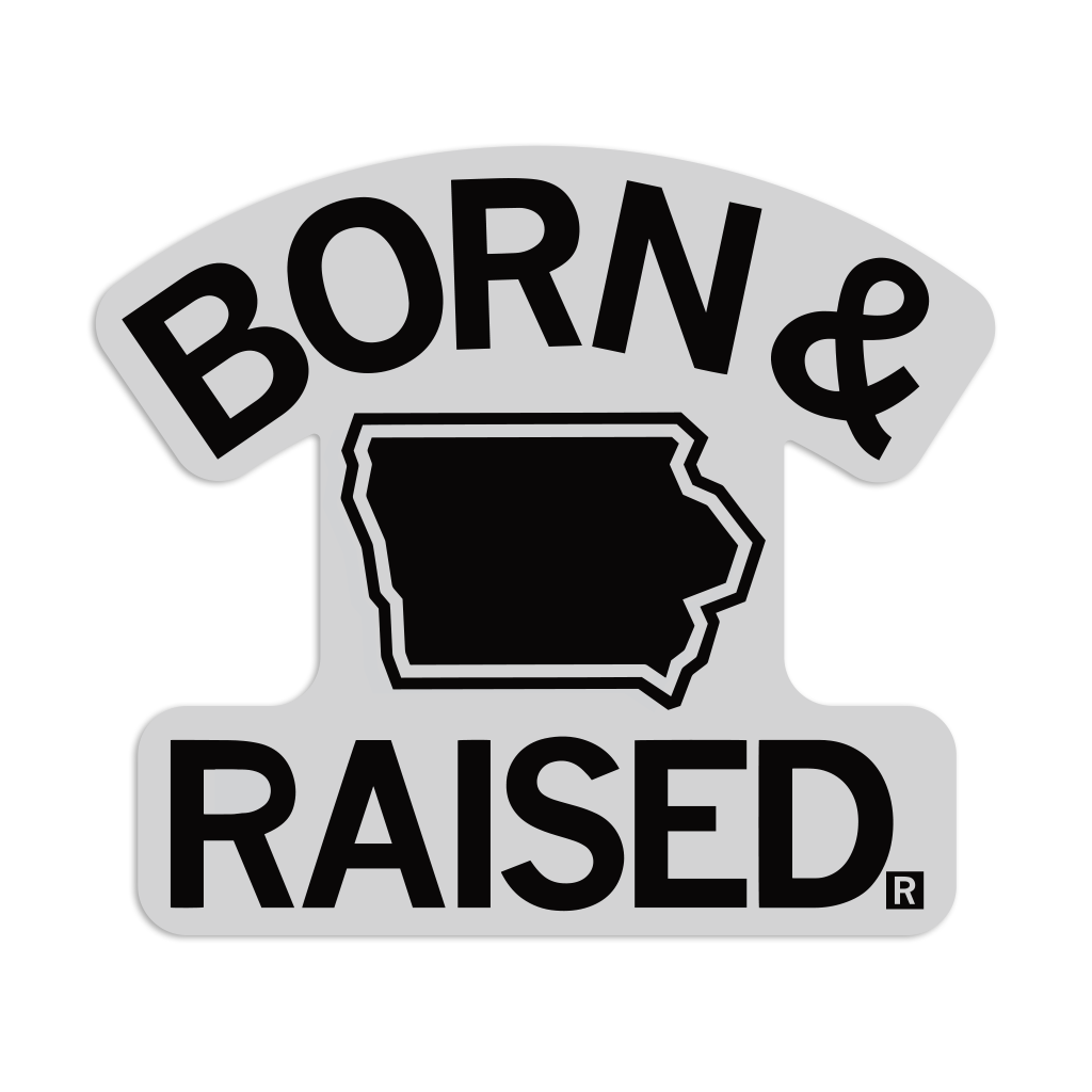 Ia Born Raised Grey Die-Cut Sticker - Adult & Kids T-Shirts, Sweatshirts & Hoodies apparel design preview 1