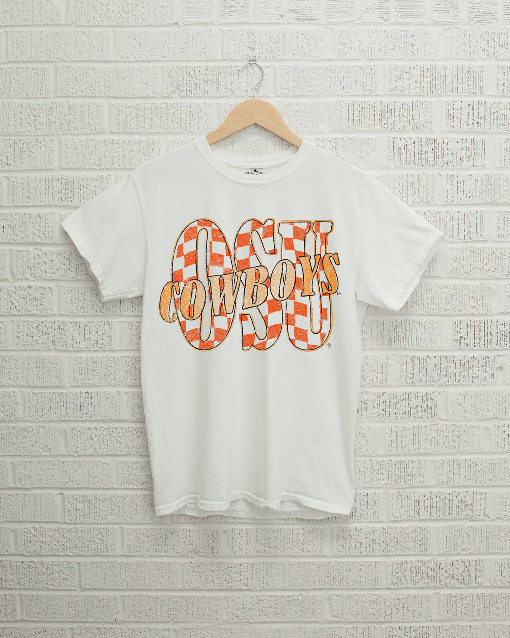 Osu Cowboys Twisted Check White Comfort Colors - Adult & Kids T-Shirts, Sweatshirts & Hoodies apparel design preview 1