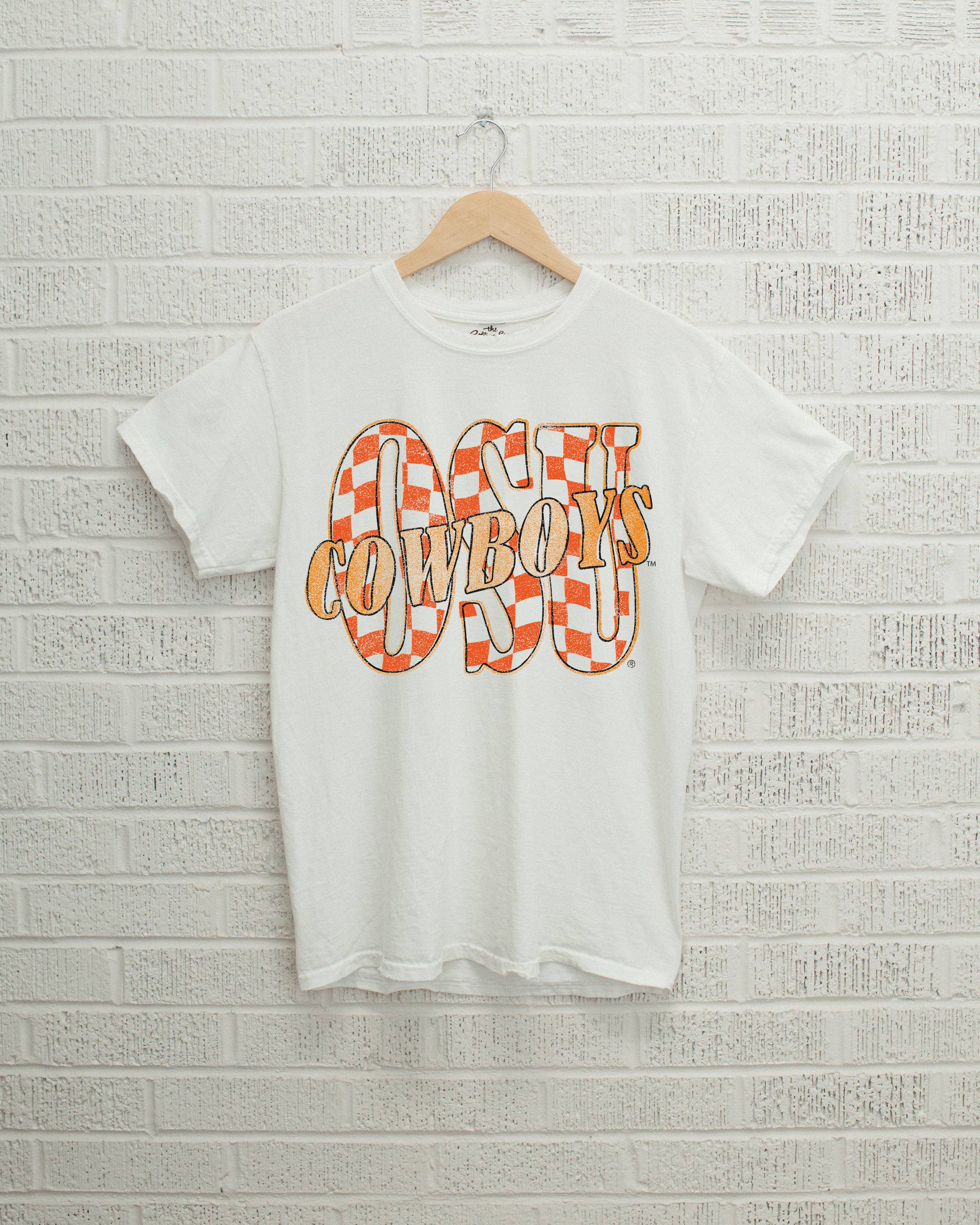 Osu Cowboys Twisted Check White Comfort Colors - Adult & Kids T-Shirts, Sweatshirts & Hoodies apparel design preview 1