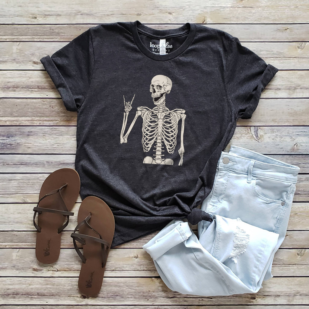 Skeleton Rock N Roll Halloween Sizes XS-2XL - Adult & Kids T-Shirts, Sweatshirts & Hoodies apparel design preview 1