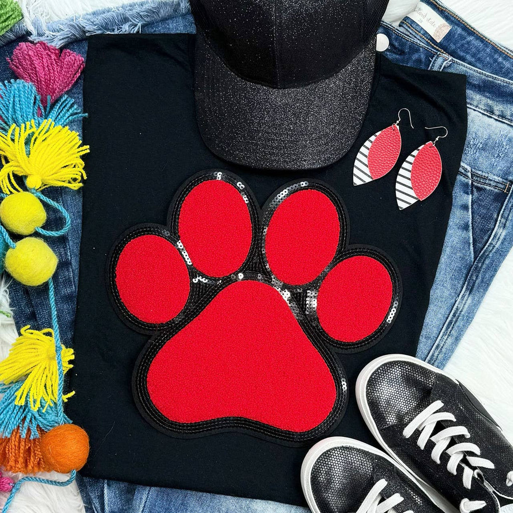 Dog Paw Red Chenille Everyday - Adult & Kids T-Shirts, Sweatshirts & Hoodies apparel design preview 1