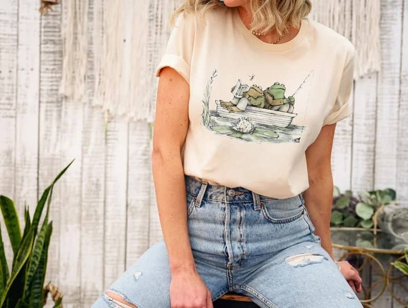 Retro 90's Frog Cute Oversize Nature Book - Adult & Kids T-Shirts, Sweatshirts & Hoodies apparel design preview 1