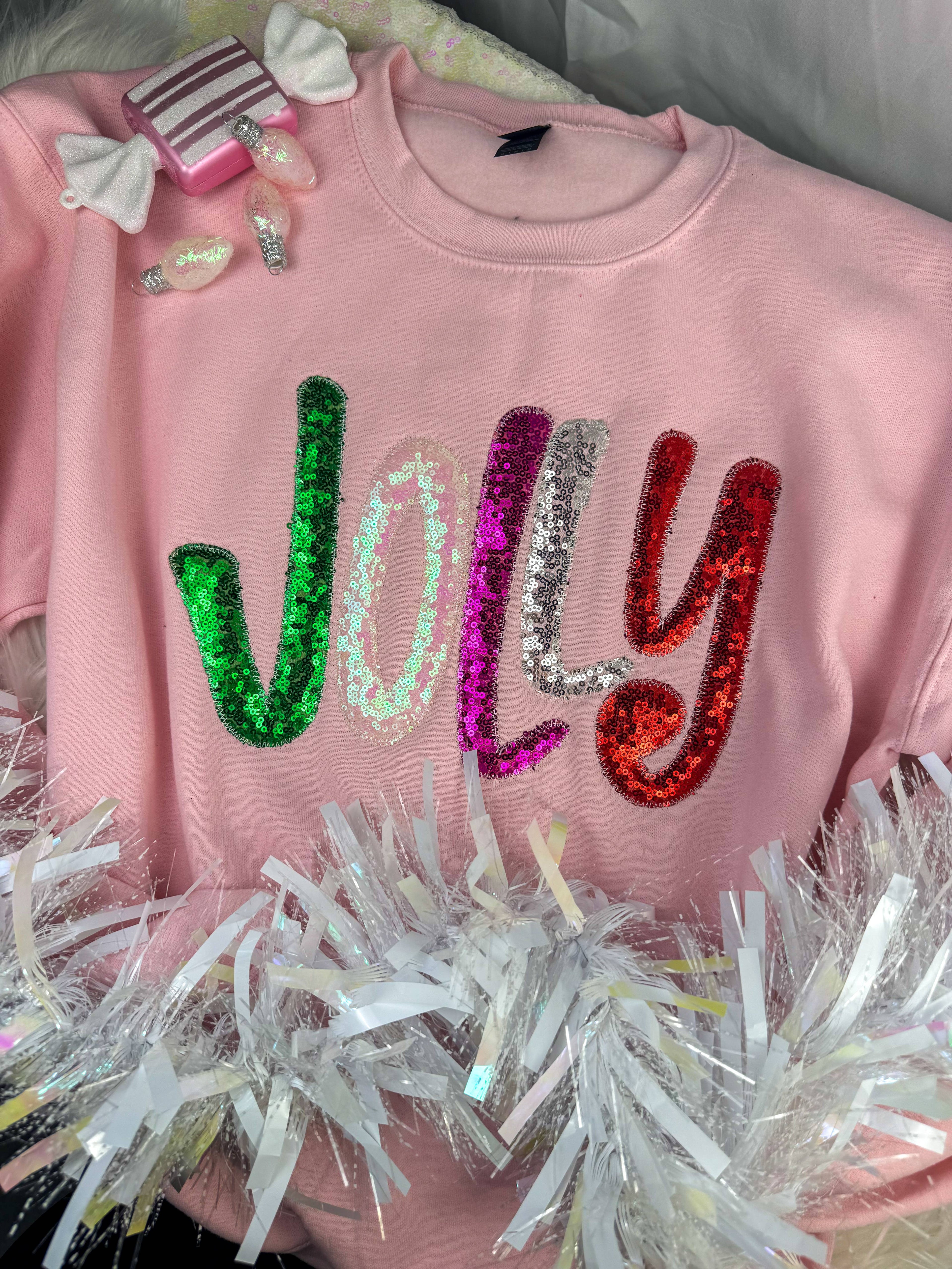 Pink Jolly Merry (Christmas) - Adult & Kids T-Shirts, Sweatshirts & Hoodies apparel design preview 1