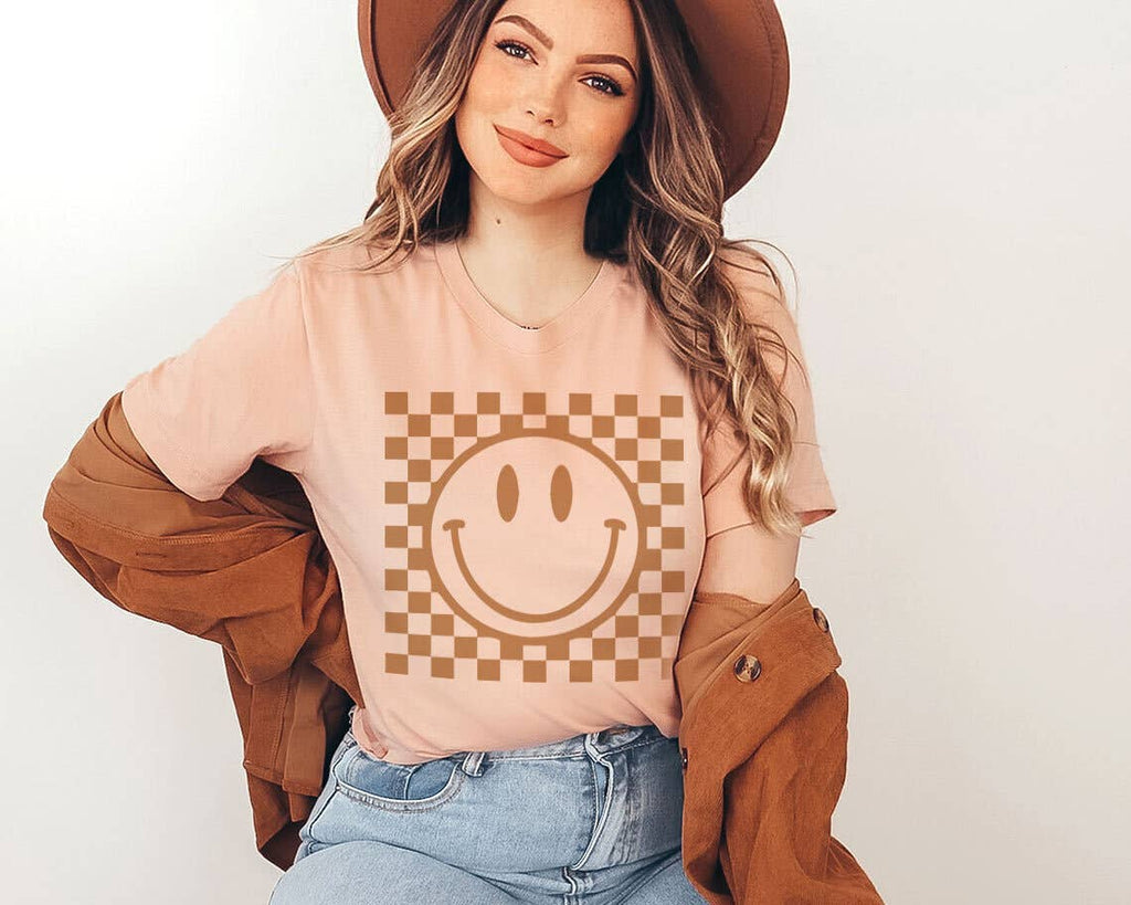 Checkered Happy Face Retro Smiley - Adult & Kids T-Shirts, Sweatshirts & Hoodies apparel design preview 1