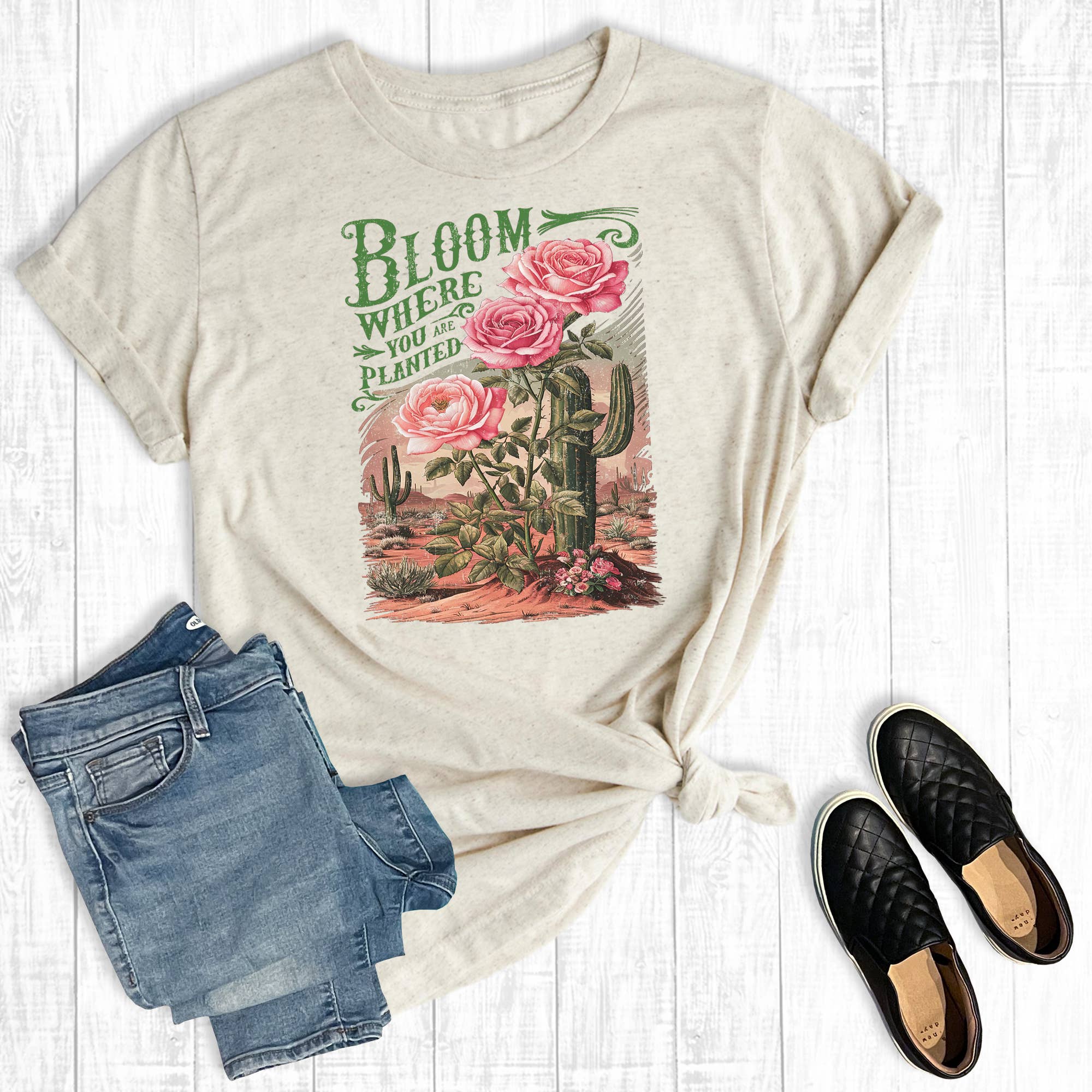 Western Cactus Bloom Where You Are Planted Graphic - Adult & Kids T-Shirts, Sweatshirts & Hoodies apparel design preview 1