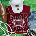 Maroon Chenille Football Game Day with Sequin Bow - Adult & Kids T-Shirts, Sweatshirts & Hoodies apparel design preview 1
