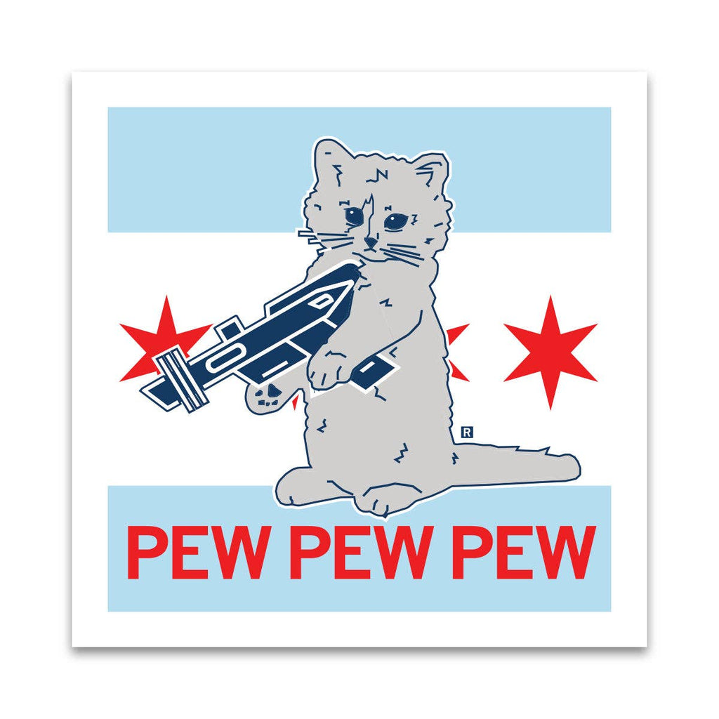 Chicago Flag Pew Sticker - Adult & Kids T-Shirts, Sweatshirts & Hoodies apparel design preview 1
