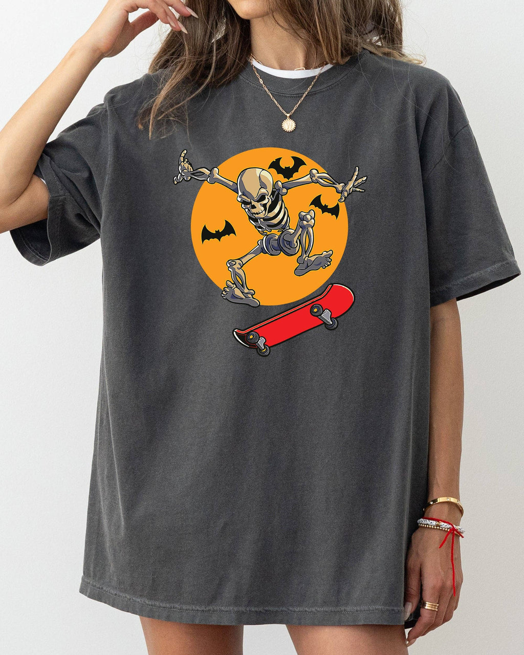 Skateboarding Skeleton, Ghost, Farm, Halloween - Adult & Kids T-Shirts, Sweatshirts & Hoodies apparel design preview 1