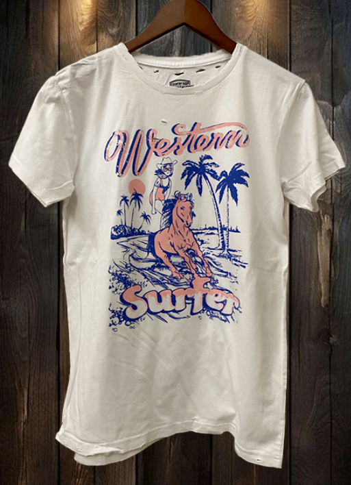 Western Surfer Vintage Distressed 80's - Adult & Kids T-Shirts, Sweatshirts & Hoodies apparel design preview 1