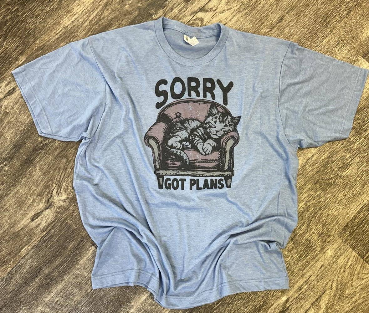 Sorry Got Plans On Heather Athletic Blue - Adult & Kids T-Shirts, Sweatshirts & Hoodies apparel design preview 1