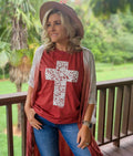 Rust Lace Cross Tultex Faith Based Fall Graphic - Adult & Kids T-Shirts, Sweatshirts & Hoodies apparel design preview 1