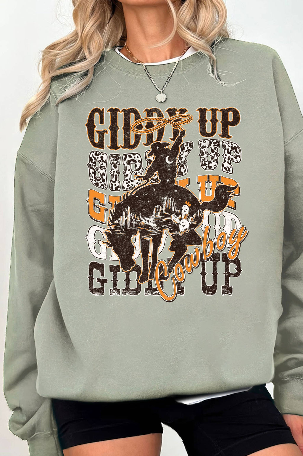 Giddy Up Cowboy Graphic Brushed - Adult & Kids T-Shirts, Sweatshirts & Hoodies apparel design preview 1