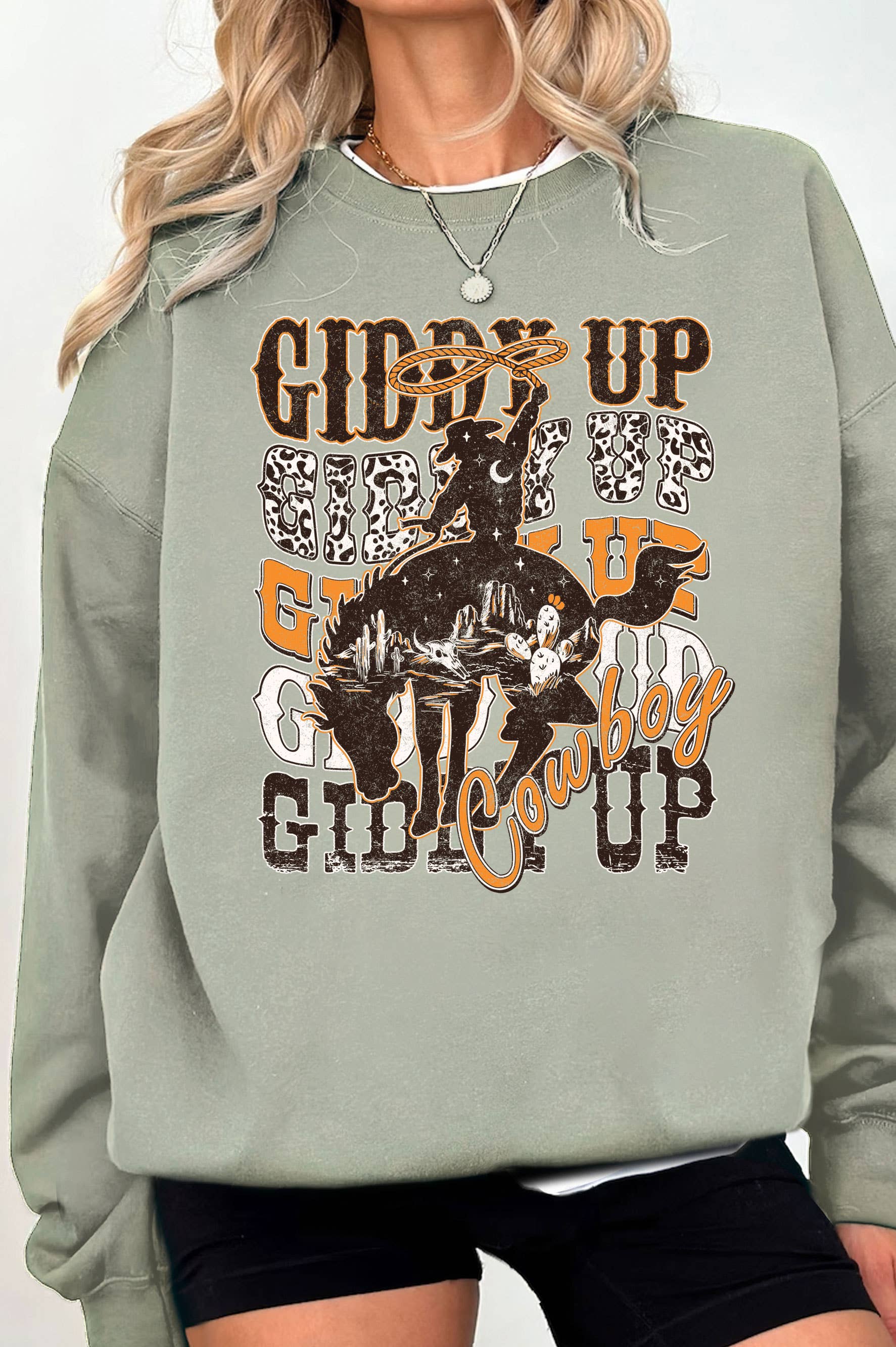 Giddy Up Cowboy Graphic Brushed - Adult & Kids T-Shirts, Sweatshirts & Hoodies apparel design preview 1
