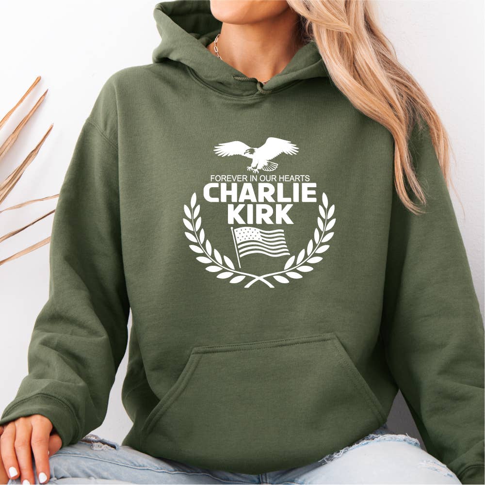 Charlie Kirk, Forever in Our Hearts - Adult & Kids T-Shirts, Sweatshirts & Hoodies apparel design preview 1