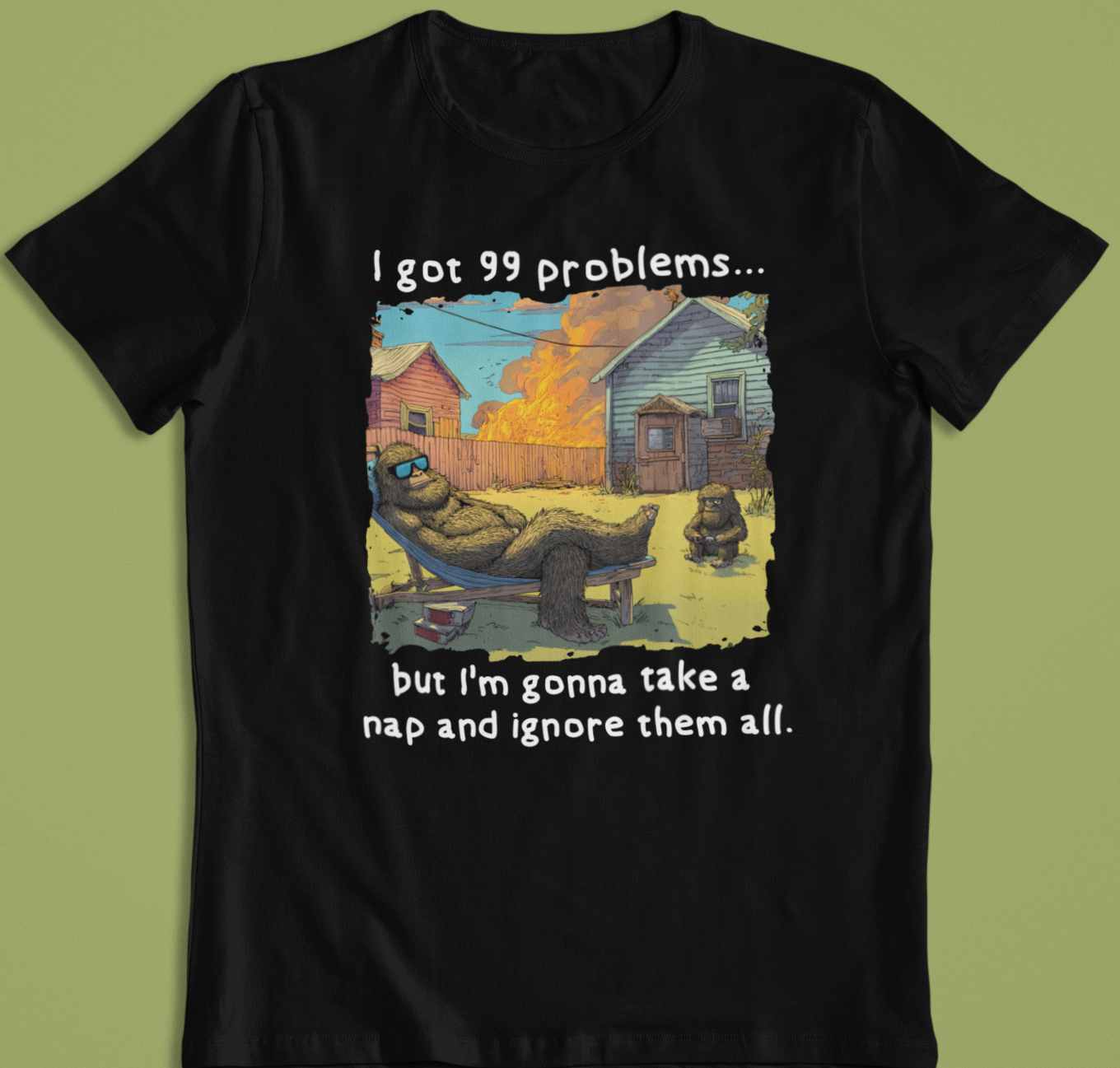 99 Problems Bigfoot (Black) - Adult & Kids T-Shirts, Sweatshirts & Hoodies apparel design preview 1