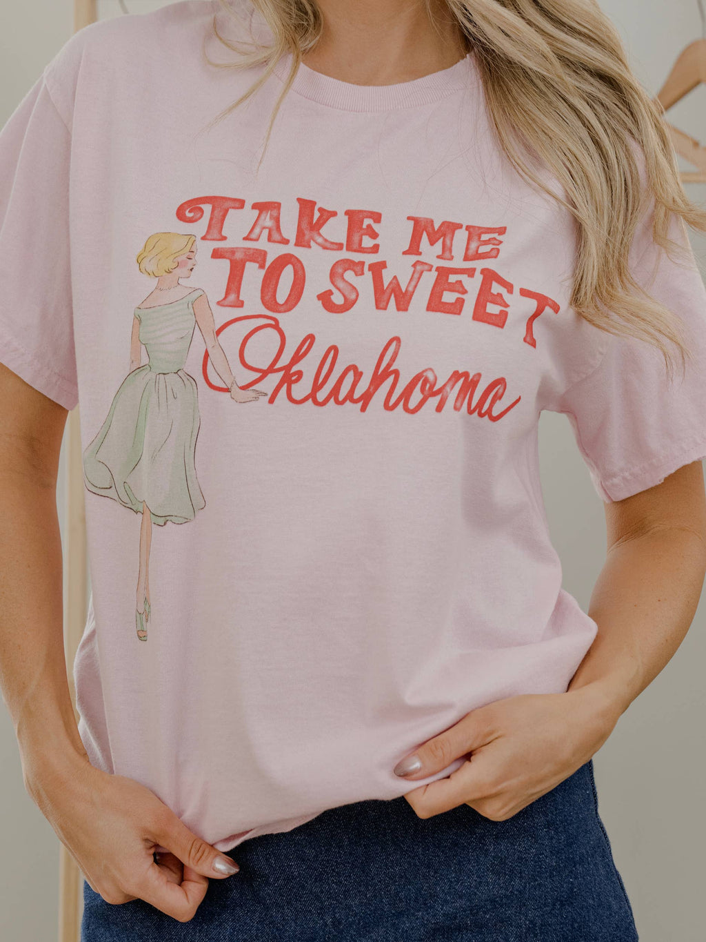 Take Me To Sweet Oklahoma Pink Thrifted Graphic - Adult & Kids T-Shirts, Sweatshirts & Hoodies apparel design preview 1