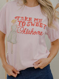 Take Me To Sweet Oklahoma Pink Thrifted Graphic - Adult & Kids T-Shirts, Sweatshirts & Hoodies apparel design preview 1