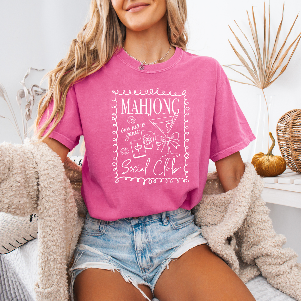 Mahjong Social Club, One More Game [Comfort Colors] - Adult & Kids T-Shirts, Sweatshirts & Hoodies apparel design preview 1