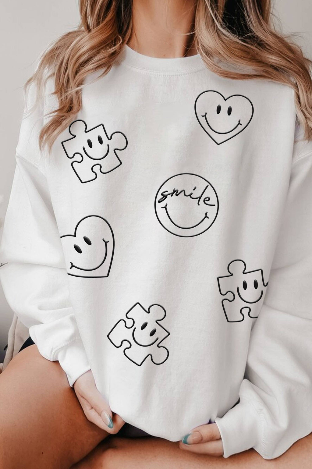 Smile Heart Puff Front&Back Graphic Brushed - Adult & Kids T-Shirts, Sweatshirts & Hoodies apparel design preview 1